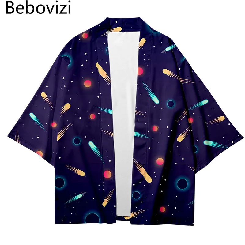 Astronaut  Print Fashion Beach Japanese Kimono Kimetsu No Yaiba Robe Cardigan Men Shirts Yukata Haori Women's Asia Clothing