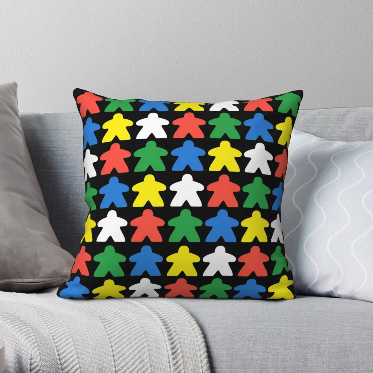 Boardgame Meeples Square Pillowcase Polyester Linen Velvet Creative Zip Decor Throw Pillow Case Home Cushion Case