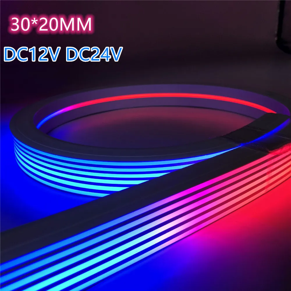 

25m/lot 30*20mm Addressable WS2811 Flex Silicone LED Neon Light DC12V DC24V Waterproof Soft LED RGB Neon Strip Light