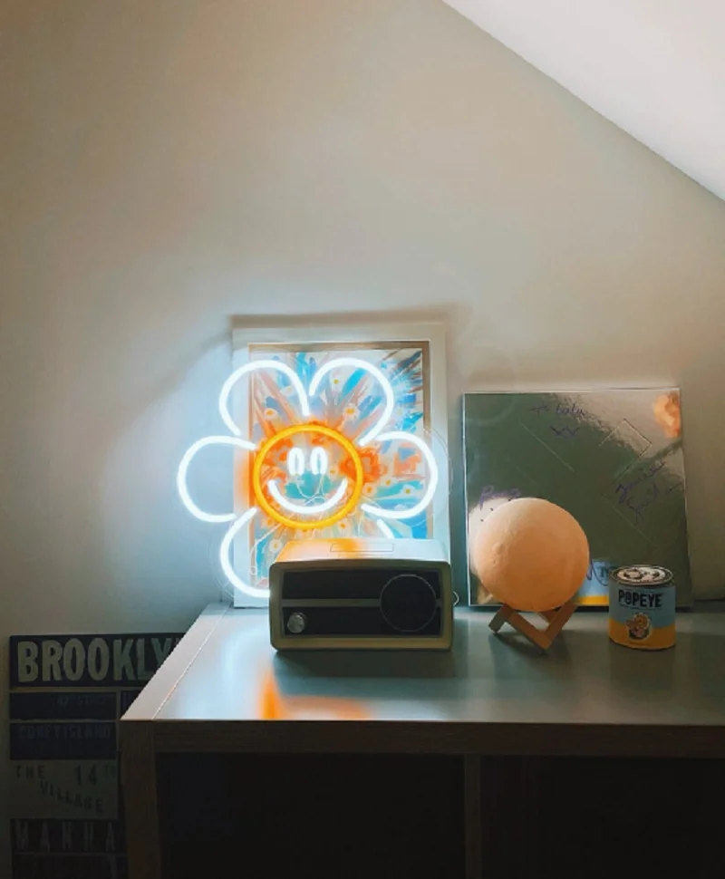 

Custom Sunflower Led Neon Sign Light Party Wall Window Hanging Indoor for Home Kids Room Bedroom Girl Children Room Decoration