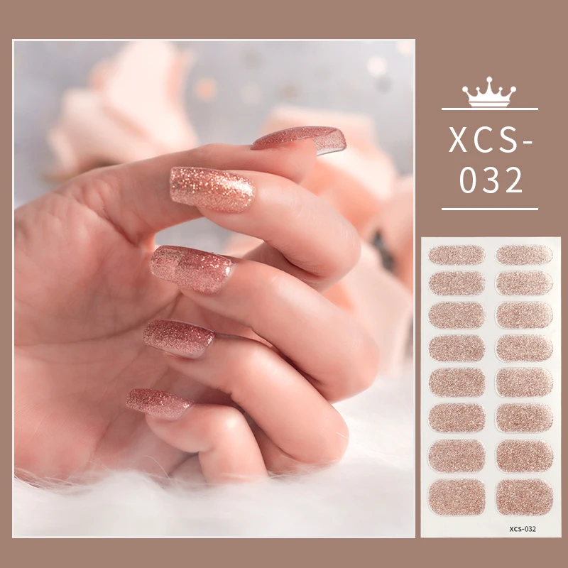 Yellowish Brown Shiny Twinkle Nail Stickers Minimalist Design Pure Color  Nail Polish Stickers Full Cover Stickers for Nails Art