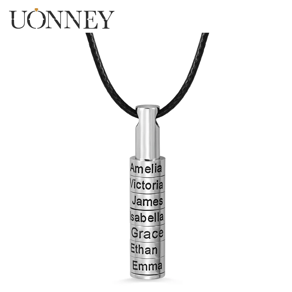 

UONNEY Dropshipping Stainless Steel Personalized Name Beads Necklace Family Gift Choker Special Chain for Man Christmas Pendant