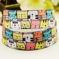 22mm 25mm 38mm 75mm Cat Cartoon printed Grosgrain Ribbon party decoration 10 Yards X-03298