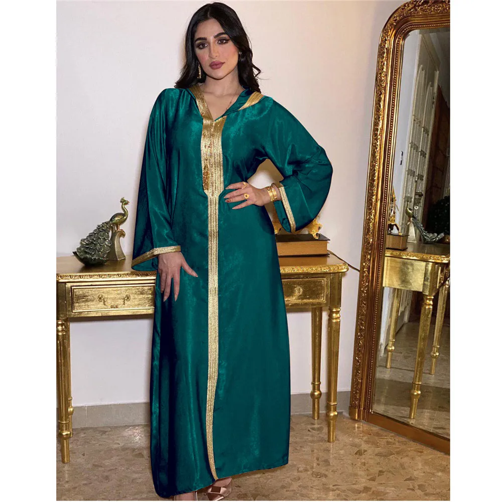 Vestido largo musulmán para mujer Abaya con capucha de terciopelo Maxi bata vestido árabe de Oriente Medio marroquí Medio Oriente Dubai Kaftan Ramadán nuevo