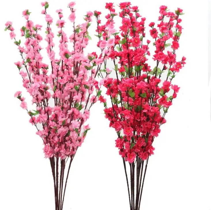 65cm Artificial Cherry Spring Plum Peach Blossom Branch Silk Flower Tree For Wedding Party Decoration White Red Yellow Pink