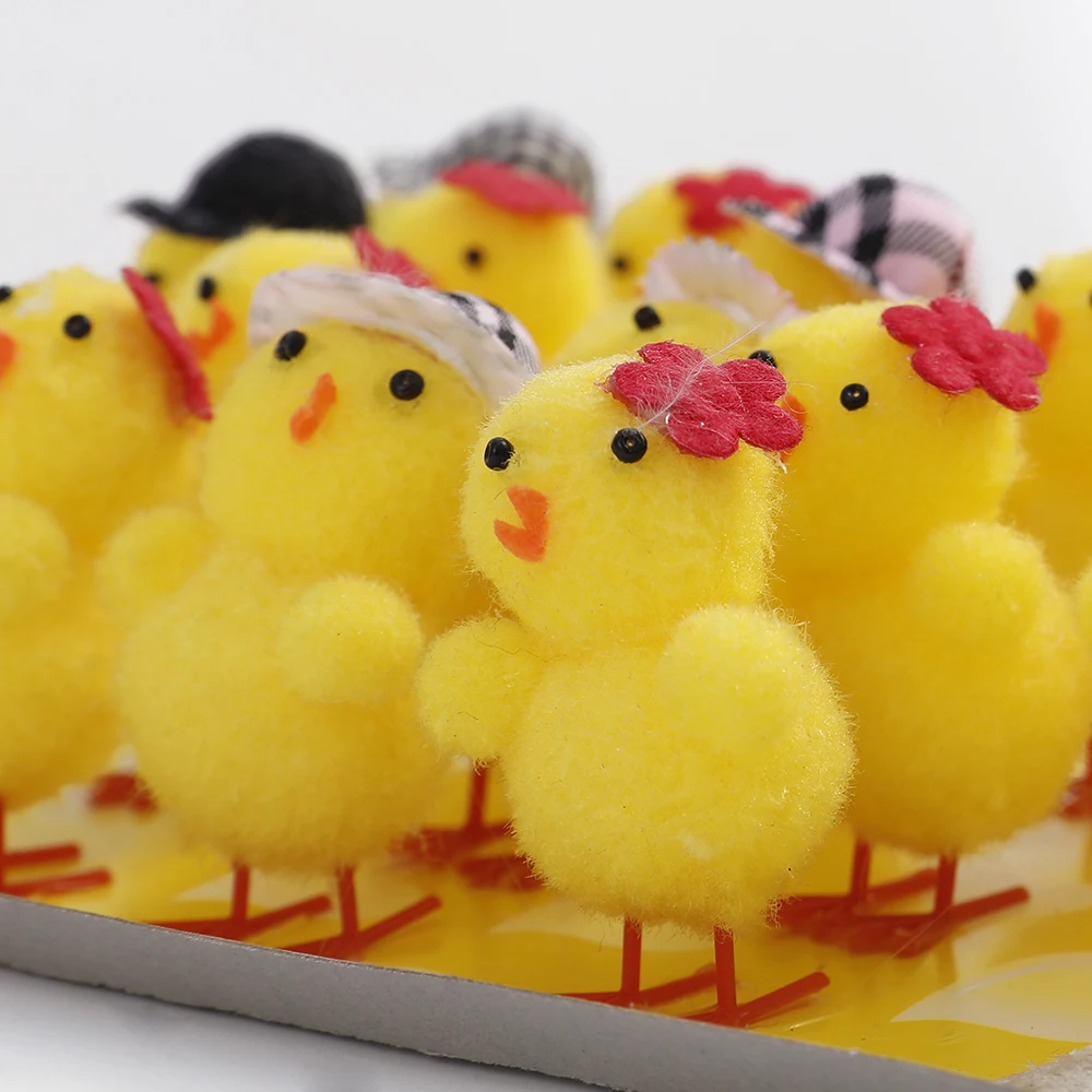 Cute Easter Chick DIY Miniature Animal Simulation Plush Chick Craft Toys Mini Chicken Garden Ornaments Kids Birthday Easter Gift