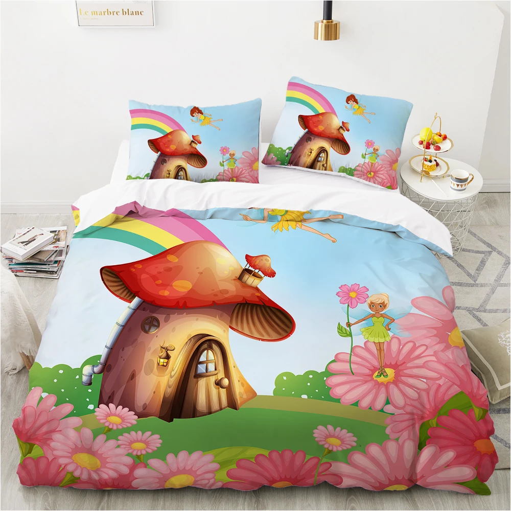 

Cartoon Kids Bedding set for Baby child Girl fairy Single 140x200 Twin size bedding Duvet cover queen Bed linen 2 people drop