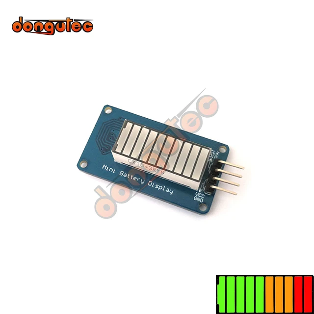 Dongutec styl baterii cyfrowy w kształcie tuby LED poziom naładowania baterii wyświetlacz moduł 3-kolor 10-Segment listwa LED dla Arduino