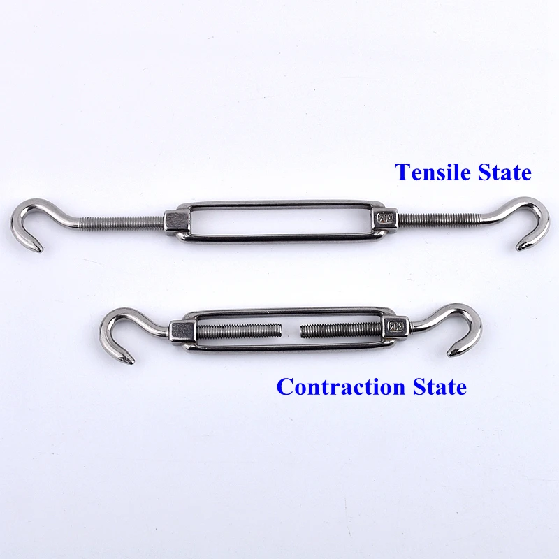 M5~M24 304 Stainless Steel Turnbuckle Flange Bolt Hook Wire Rope Tension Device Shading Net Tarpaulin Installation DIY Tools