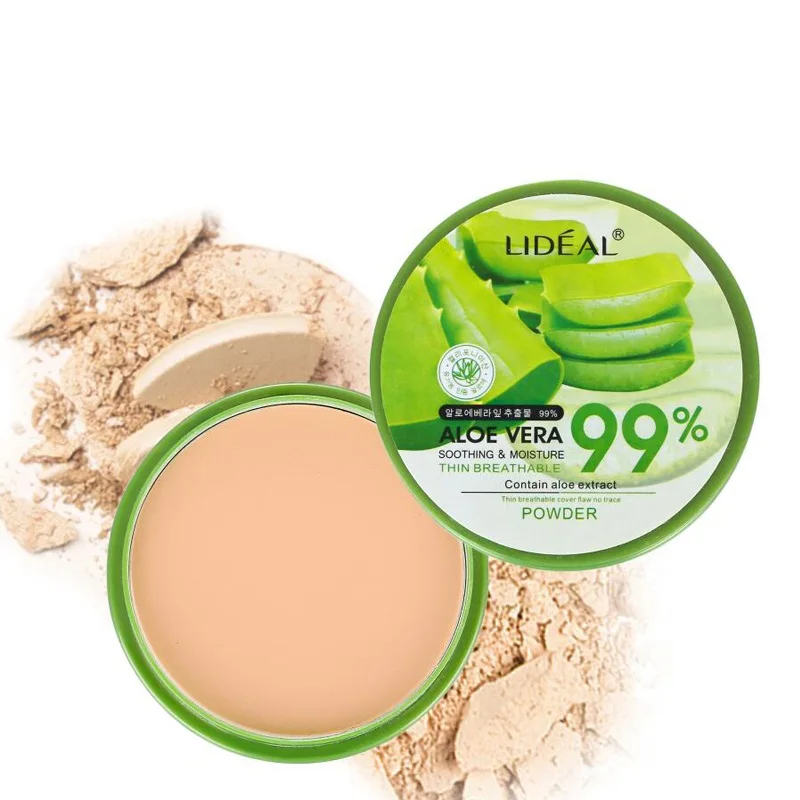 Waterproof  99% Aloe Vera Moisturizer Face Powder Smoothing Pressed Powder Breathable Makeup Concealer Brighten Foundation