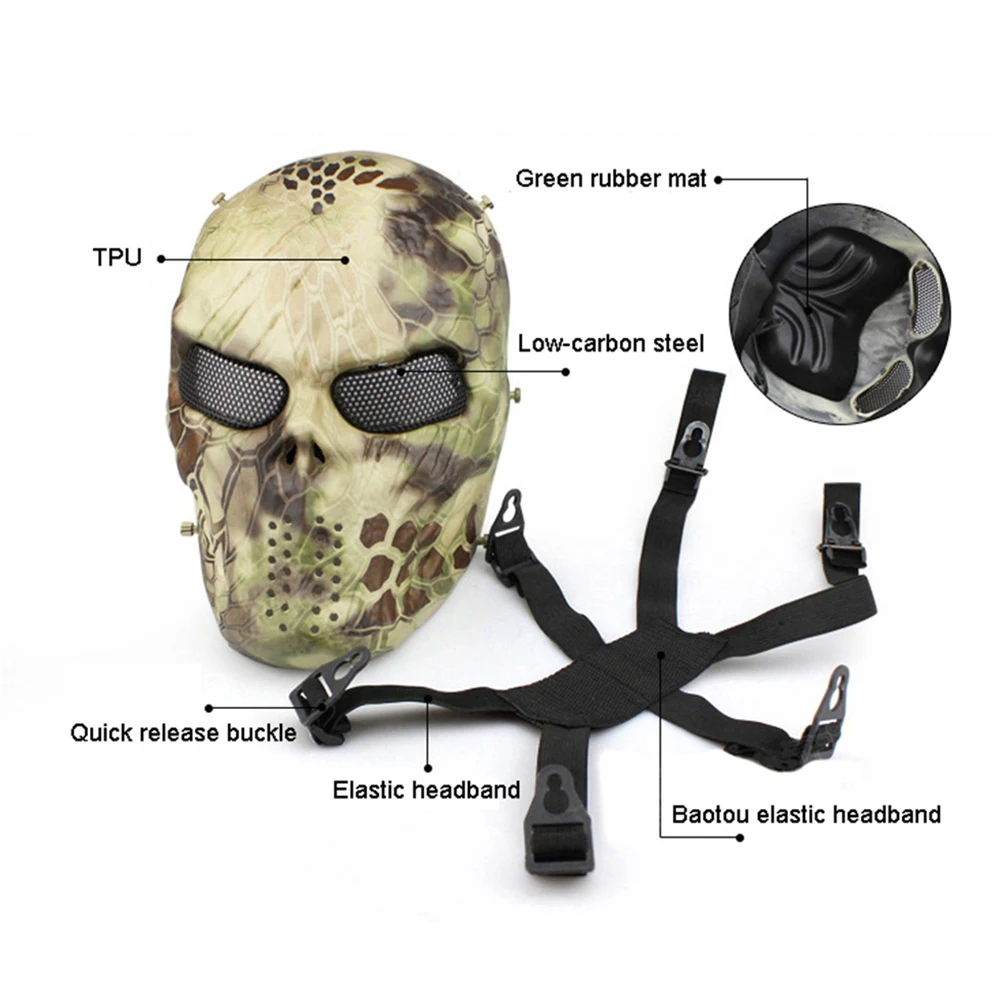 Airsoft Tactical Paintball czapka kominiarka polowanie CS strzelanie ochrona wojskowa maska czaszki Outdoor Combat Army Wargame Mask