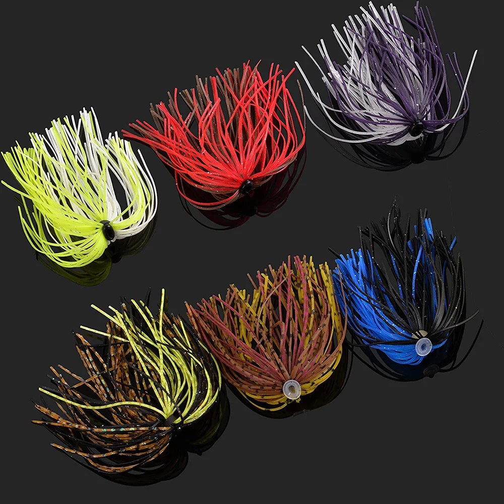 18Pcs Silicone Jig Skirts DIY Rubber Fishing Jig head Lures 50 Strands Spinnerbaits Buzzbaits Spoon Fishing Bait Accessories