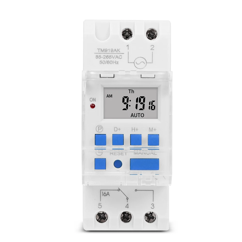 TM919 110V 220V settimanale 7 giorni programmabile interruttore orario digitale relè controllo Timer 16A 30A guida Din con funzione di conto alla