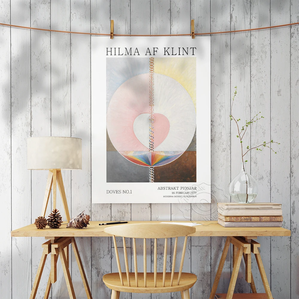 Hilma Af Klint Abstract Pigeon Canvas Painting, Hilma Gallery Wall Decor Poster, Klint Vintage Art Abstract Art Wall Picture,