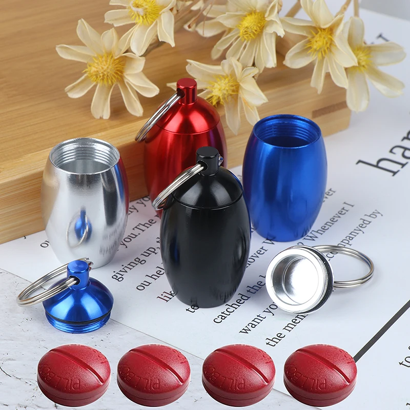 Portable Keychain Aluminum Pill Case Waterproof Seal Medicine Organizer Box Outdoor Pocket Capsule Holder Container