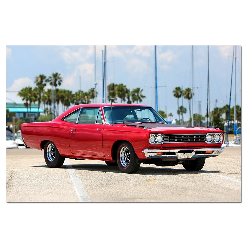 1968 Plymouth Road Runner 426 Hemi Coupe Poster Wall Picture for Living Room Wall Art Canvas Cloth Fabric Print Painting