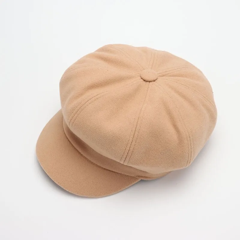 Autumn Winter Hats for Women Solid Plain Octagonal Newsboy Cap Men Ladies Casual Wool Winter Beret Women Painter