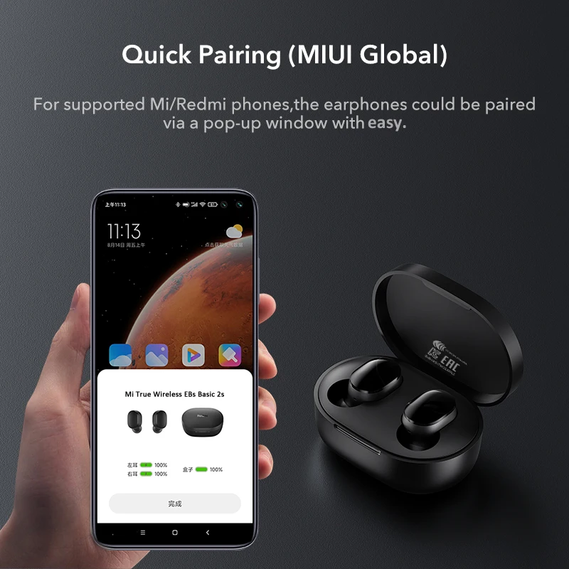 Global Version Xiaomi mi true wireless earbuds basic 2s Bluetooth 5.0 touch control TWS earphone gaming mode USB C headphone