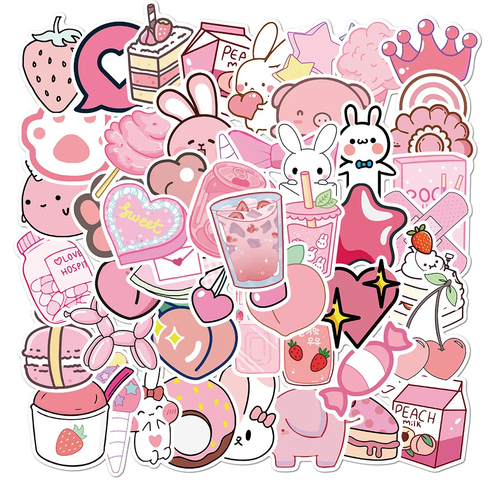 10/30/50PCS VSCO Cute Pink Style Cartoon Stickers DIY Car Bike Travel Luggage Laptop Classic Toy Graffiti Sticker Decal for Kids