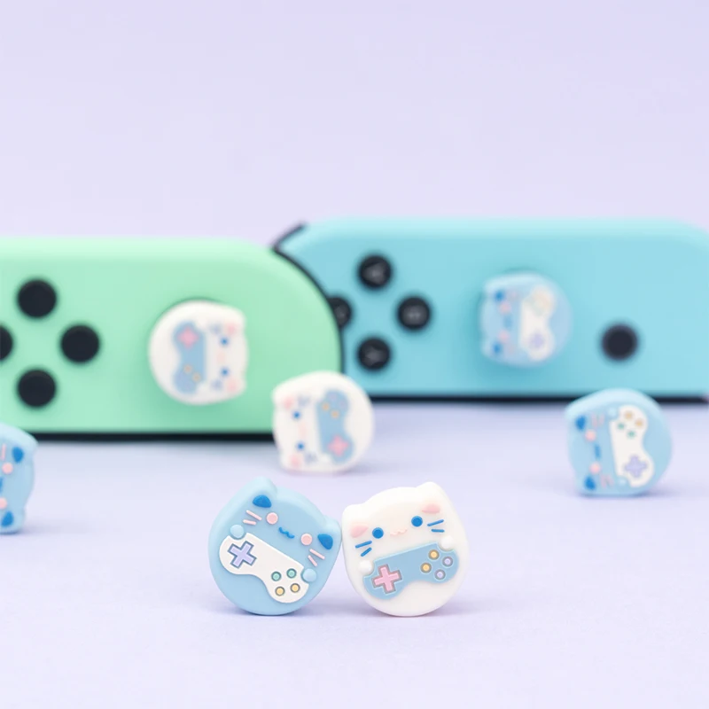 Thumb Stick con dibujos animados de gatos y pollos para Nintendo Switch, cubierta de Joystick Oled, NS Lite, Joy-con