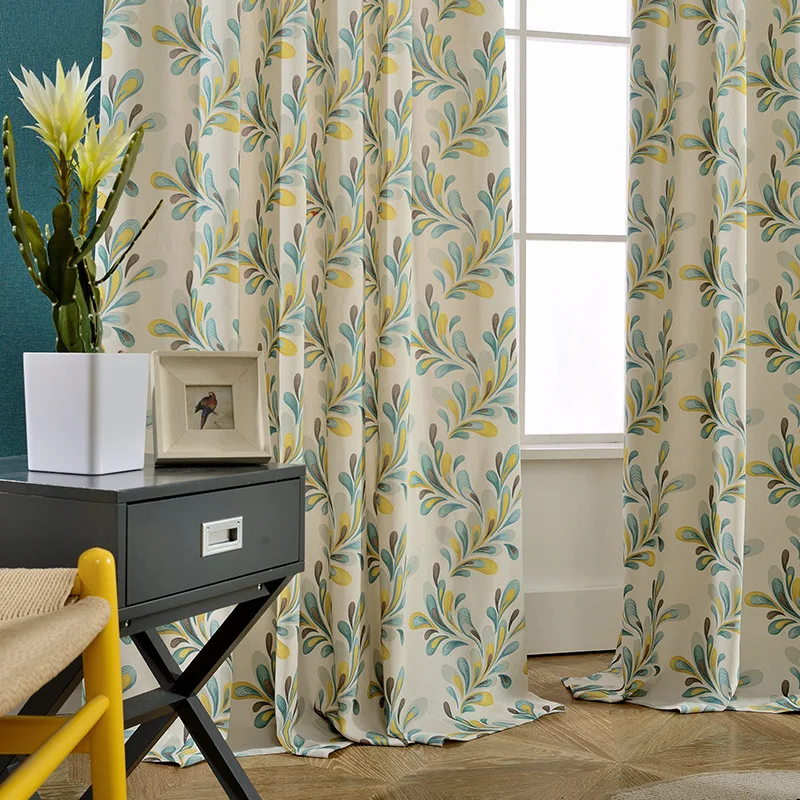 American  printed  curtains for Living Room bedroom mediterranean style curtain window  treatment readymade curtains