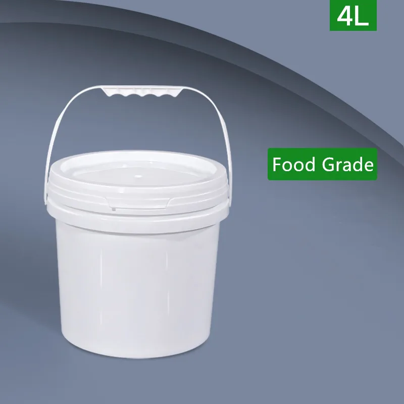 4 Liter Round Plastic Bucket Airtight Sealing Liquid Storage Container Food Grade PP Material Pail Factory Packaging Bottle 1Pcs