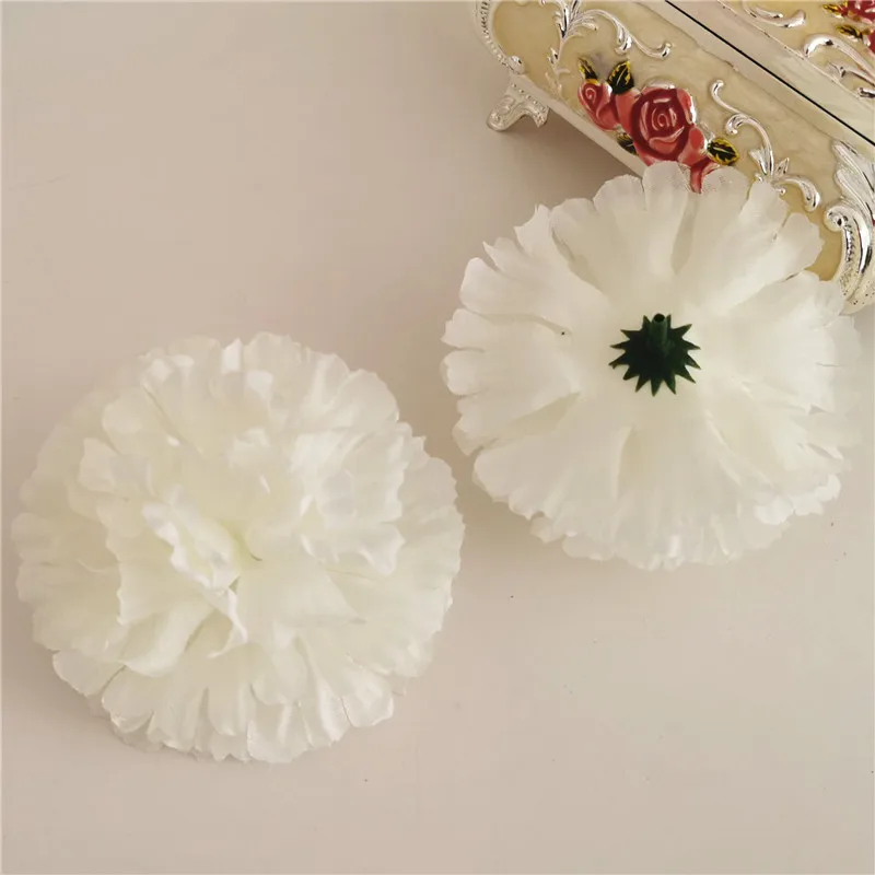 100pcs 9cm 16Colors Fabric Artificial Carnation Silk Flower Heads DIY Accessories Arch Flowers Wedding Flower Vine Decoration