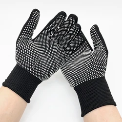 Nylon Thin Non-Slip Work Gloves Dot Beads Black Color Wear-Resistant Anti-Skid Site Anti-Fouling Moving Brick Protective Gloves