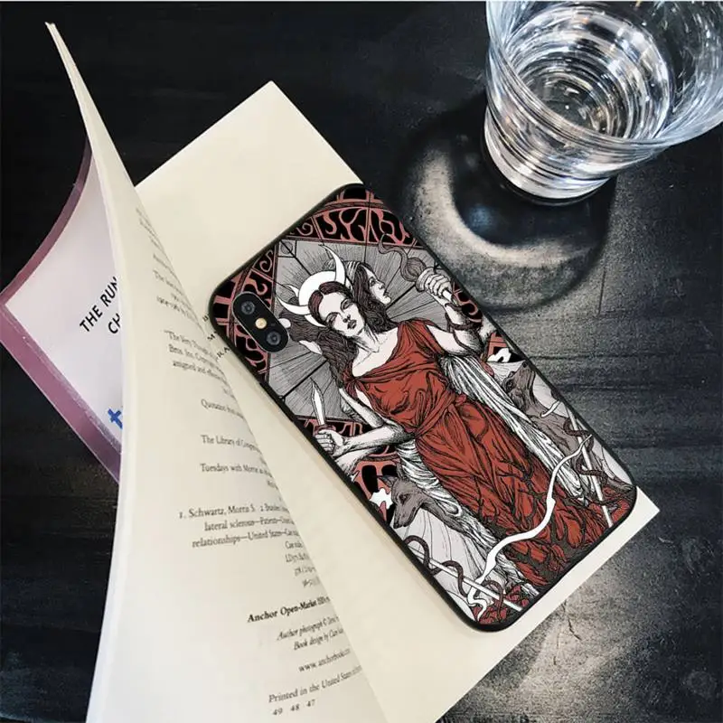 Hecate Tarot Card Triple Moon Goddess Phone Case for iPhone 13 11 12 pro XS MAX 8 7 6 6S Plus X 5S SE 2020 XR cover