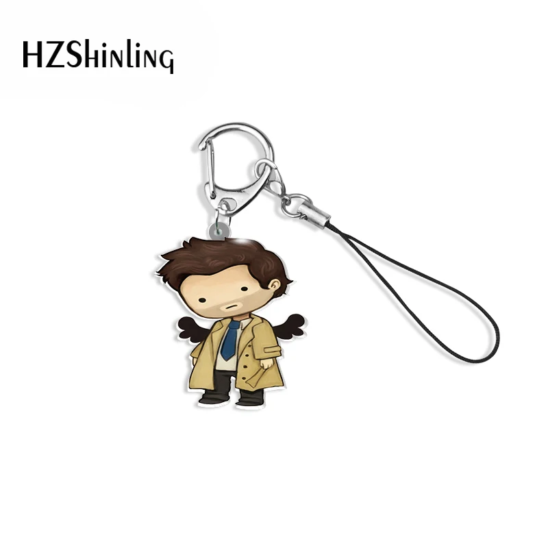 Supernatural TV Acrylic Keychain Resin Epoxy Mobile Straps Keyring Accessories