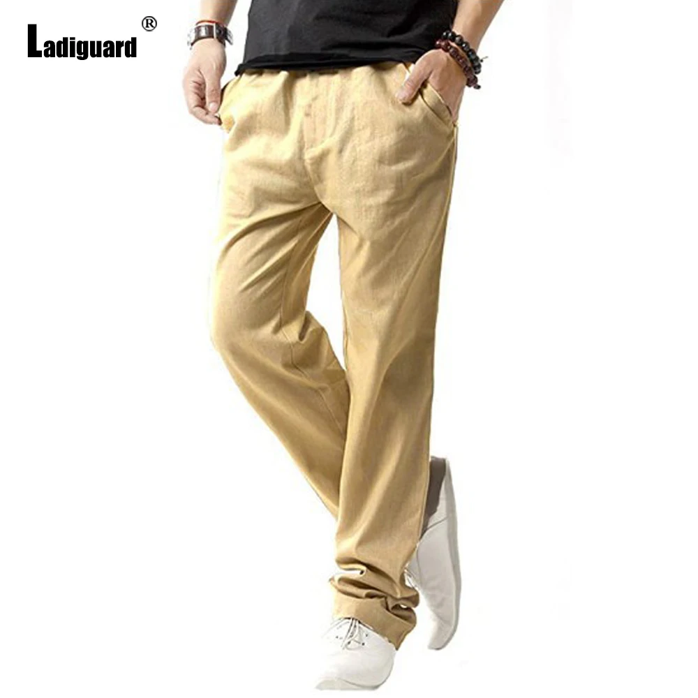 Pantalones rectos de lino y algodón para hombre, ropa Sexy de talla grande, con bolsillo, para exteriores, primavera y otoño, 2021, S-3XL