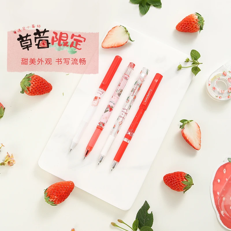 

M&G Kawaii Strawberry Gel Pen 0.5mm 0.38mm Black Ink Pen Cute Writing Pen School Student Supplies Office Supplies Stationery