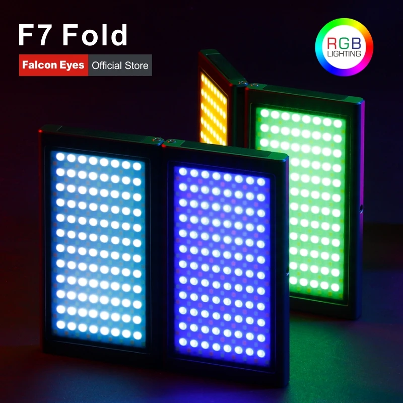 Falcon Eyes 24W F7 Fold Pocket RGB LED Video Light APP Control Adsorbable Photography Foldable Fill Lamp For Makeup Vlog TikTok