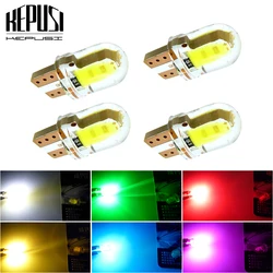 4x Car Led Light T10 W5W 12V Led Instrument Cluster Silicone Cob 2W Auto Interior Lamp Bulb Amber Yellow Orange Red White