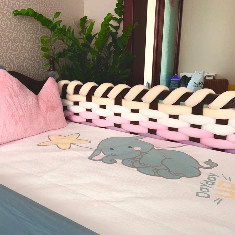 Newborn Room Decor DIY Single Braid Baby Bed Bumper Crib Around Cushion Cot Protector Cradle Pillows Length 1M/2M/3M/4M/5M/6M