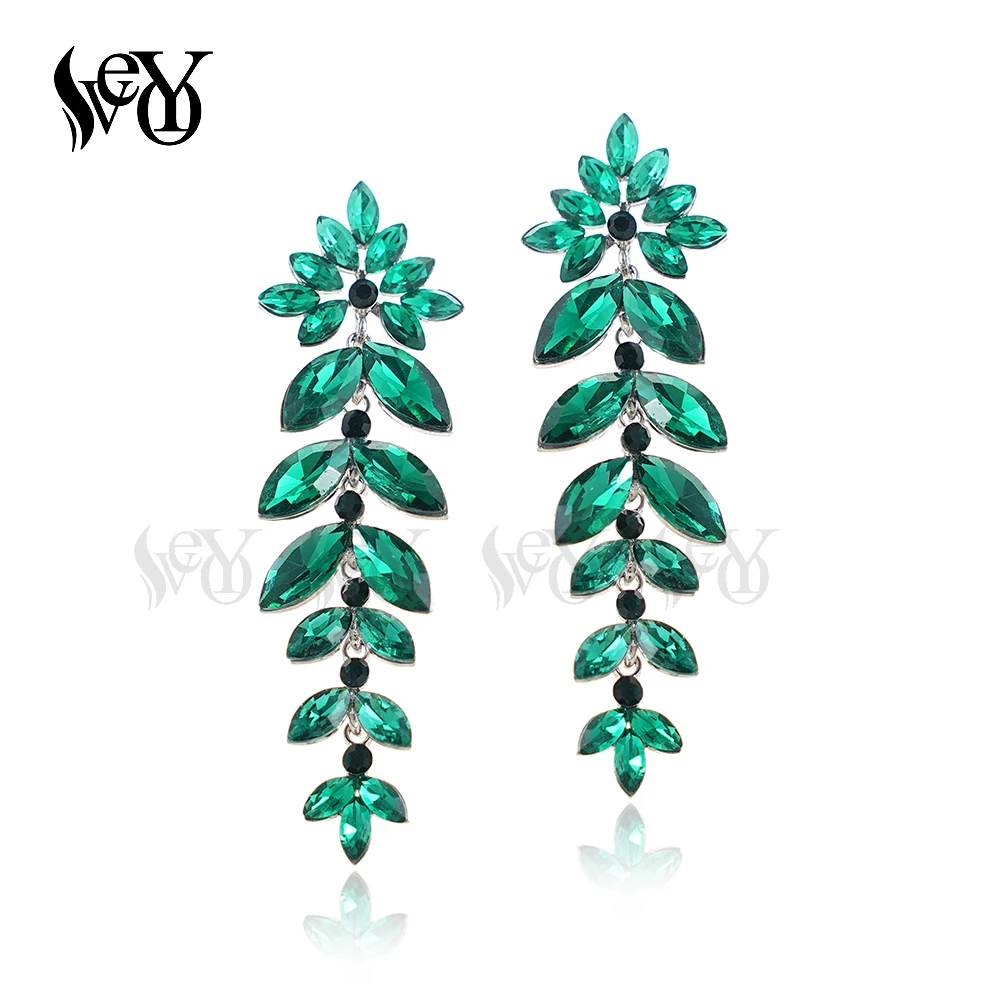 VEYO Hyperbole Long Crystal Lady Drop Earrings Elegant Wedding Party Dangle Earrings for Women Fashion Jewelry Gift Wholesale