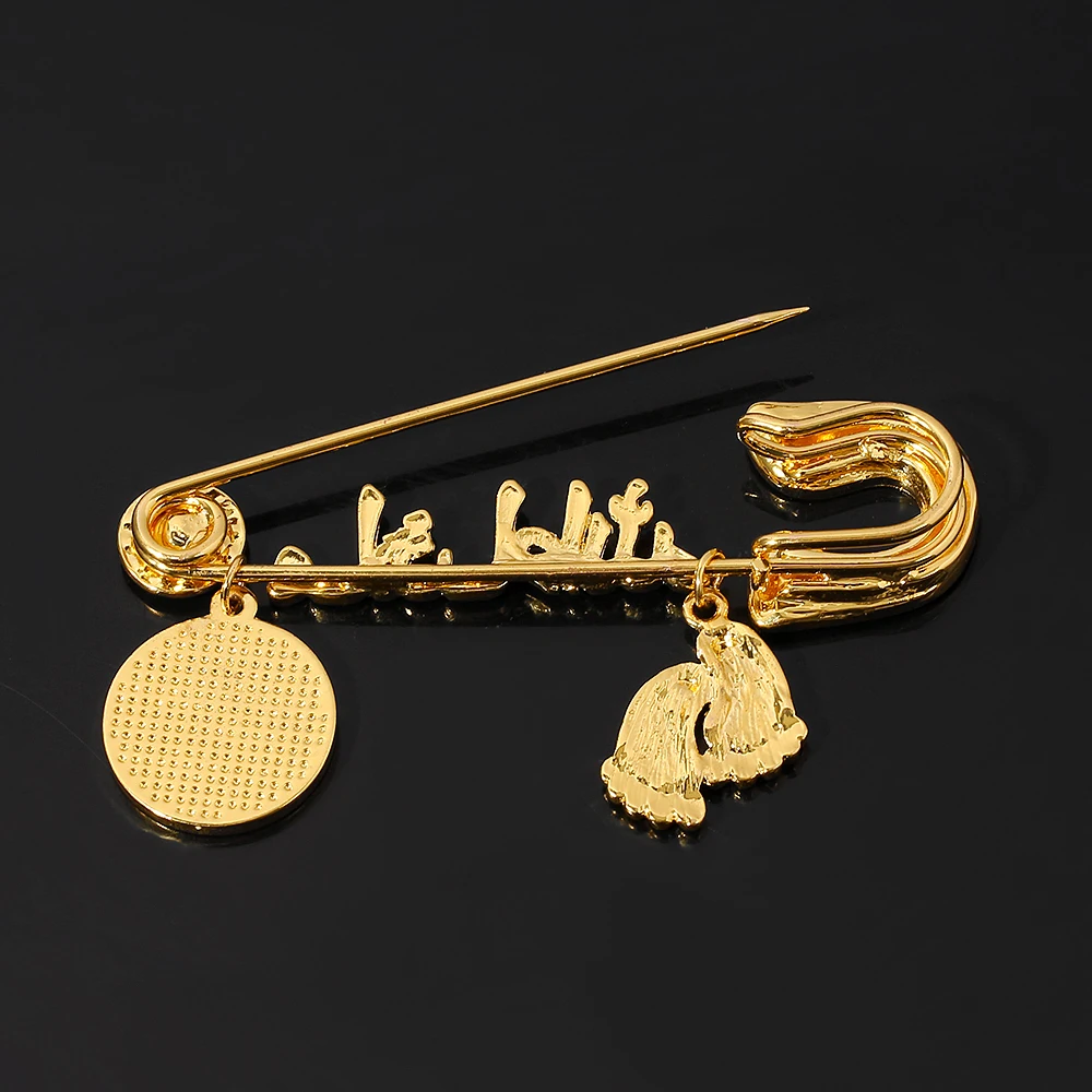 Mashallah in arabic Turkish Religious Evil Eye Muslim Islamic Footprint Brooch Pin Turkish Arabic Koran Jewelry Baby Pin
