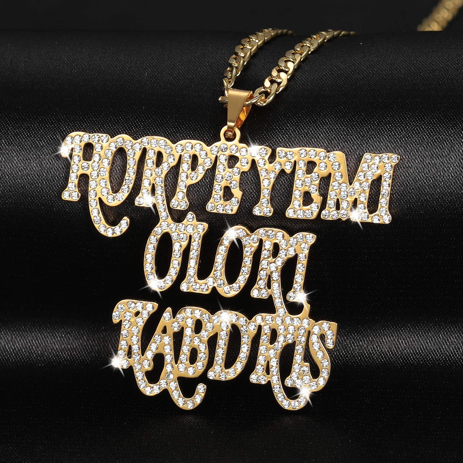 Custom 18K gold plated Stainless Steel Name Necklace Iced Out Men's Zircon Hip Hop Jewelry Cuban Chain Necklace Christmas Gifts
