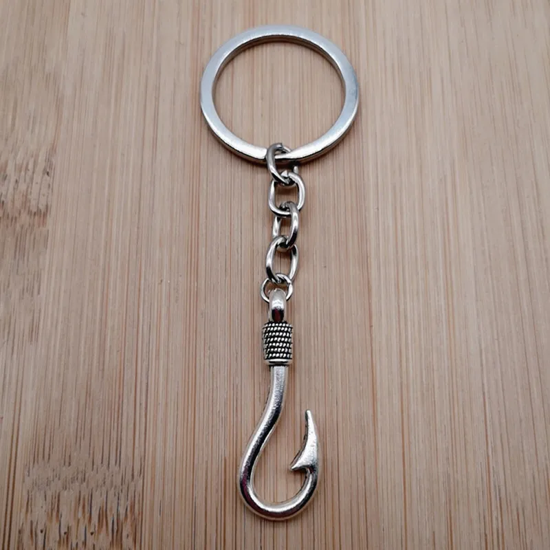 New fish hook couple fishing key chain water drop birth stone tassel key ring fish hook jewelry father\'s day gift friend gift