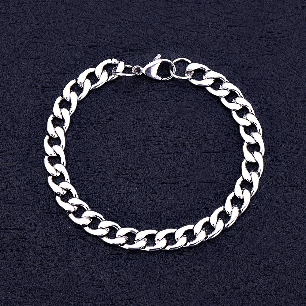 Hot Sale 6/8/10MM Stainless Steel Cuban Chain Bracelet Fashion Hip-Hop Rock Style Men Link Bracelet Party Gift Jewelry