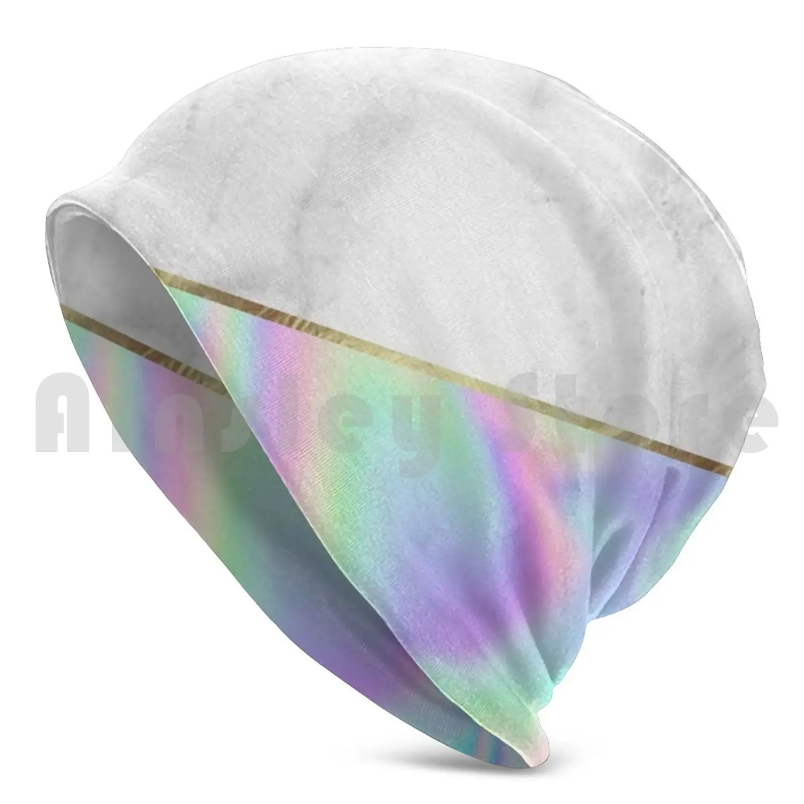 Marble & Gold Holographic Beanies Pullover Cap Comfortable Holographic Design Marble Marble Holographic Designs