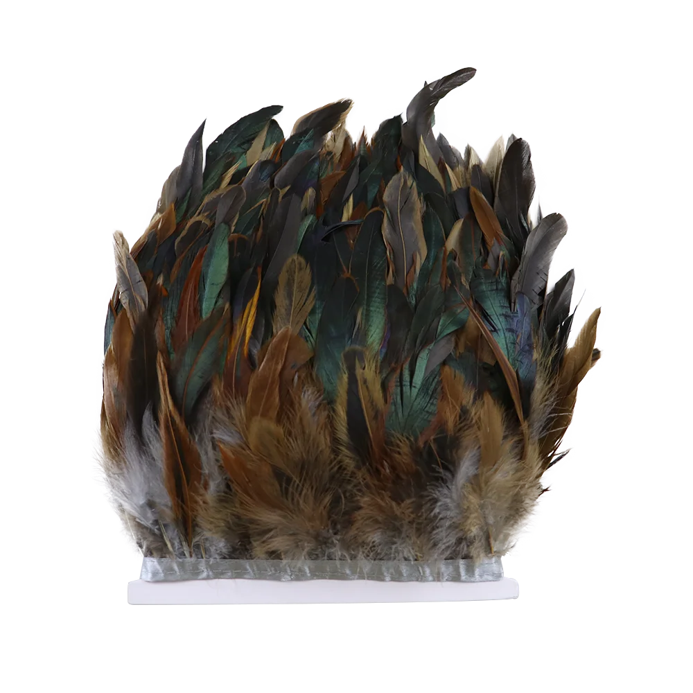 1 meter balck Rooster hair Natural feathers trim fringe 13-18cm ribbon for Sewing clothing Party decorations craft Accessories