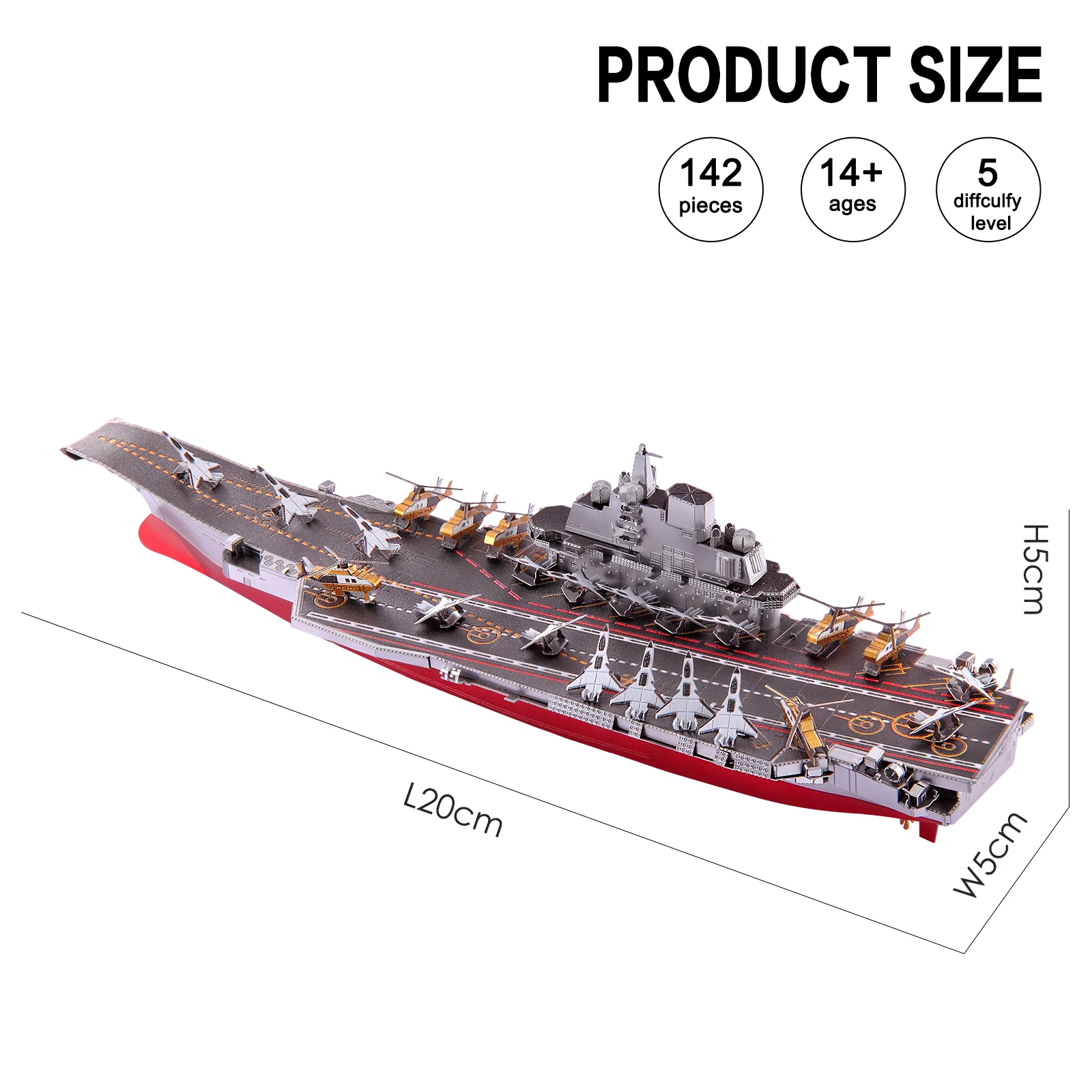 Piececool 3D Metal Puzzle Model Building Kits PLAN LIAONING CV-16 Assemble Jigsaw Toy ,Christmas Birthday Gifts for Adults