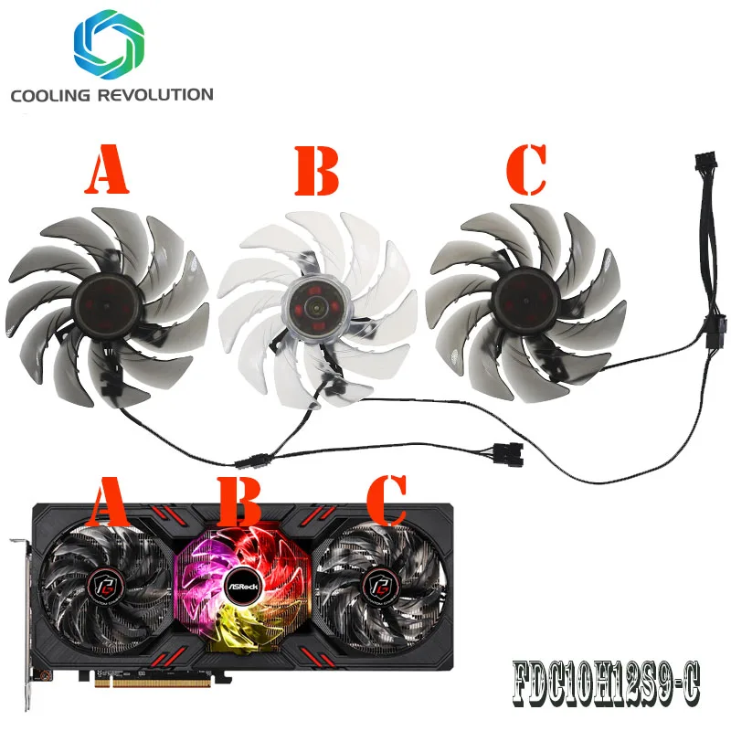 85MM FDC10H12S9-C DC12V 0.35AMP Graphics Card Cooling Fan for ASRock Radeon RX 6600 XT Phantom Gaming D 8GB OC