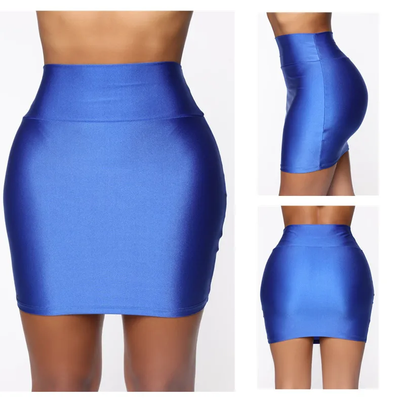 SKMY Clothes For Women Summer 2024 New Mini Skirt Solid Color Satin Hight Waist Pencil Skirts Casual Office Ladies Wear