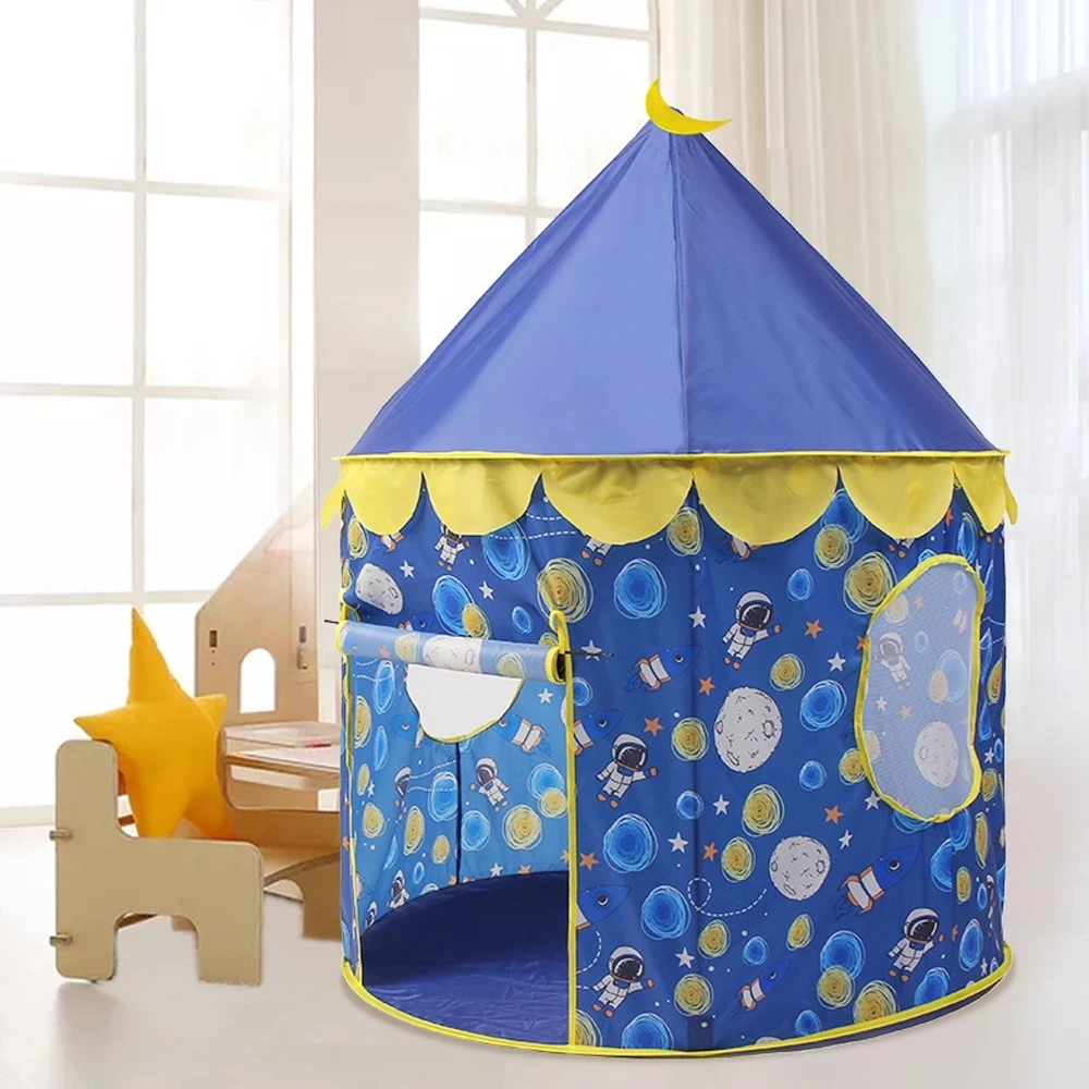 Space Creative Spaceship Game Tent Tipi Kids Play House Portable Foldable Folding Tent Indoor Outdoor