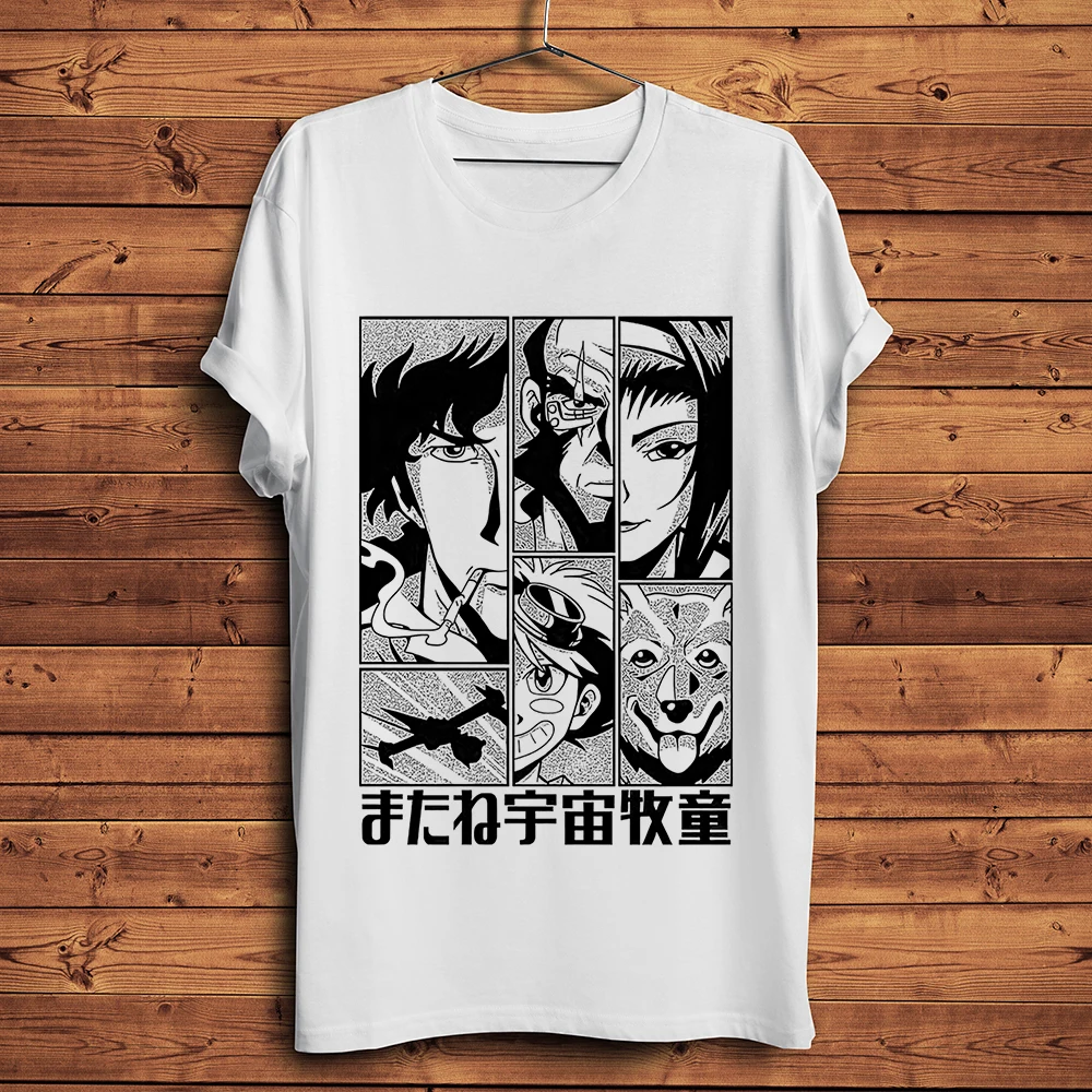 Bounty Hunter Cowboy space Bebop Spike Spiegel funny anime tshirt men white short casual funny t shirt unisex streetwear