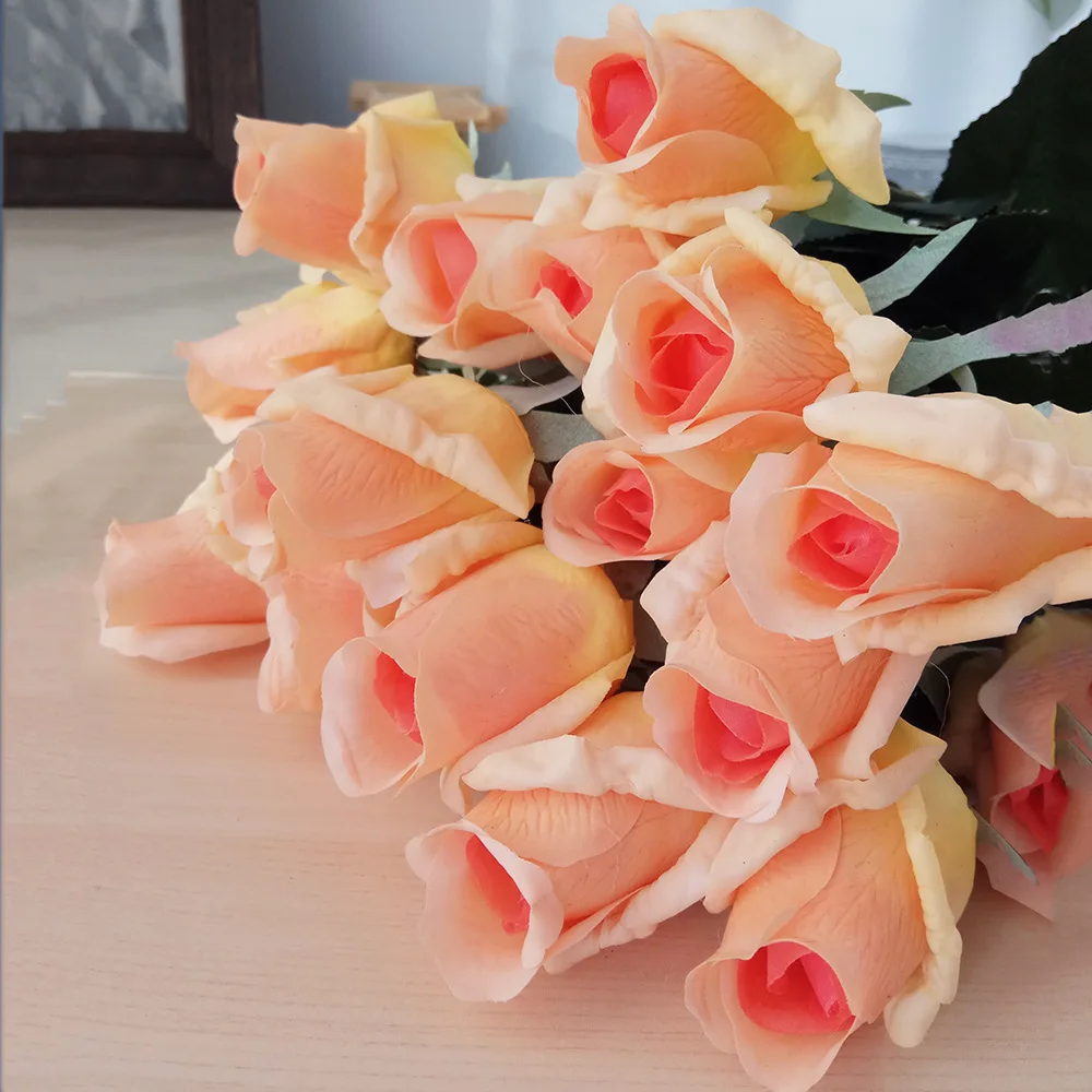 

Single Branch Simulation Silk Rose Flowers, Real Touch Bud, Valentine's Gift, Wedding, Luxury Home Decor, 10Pcs, Lot
