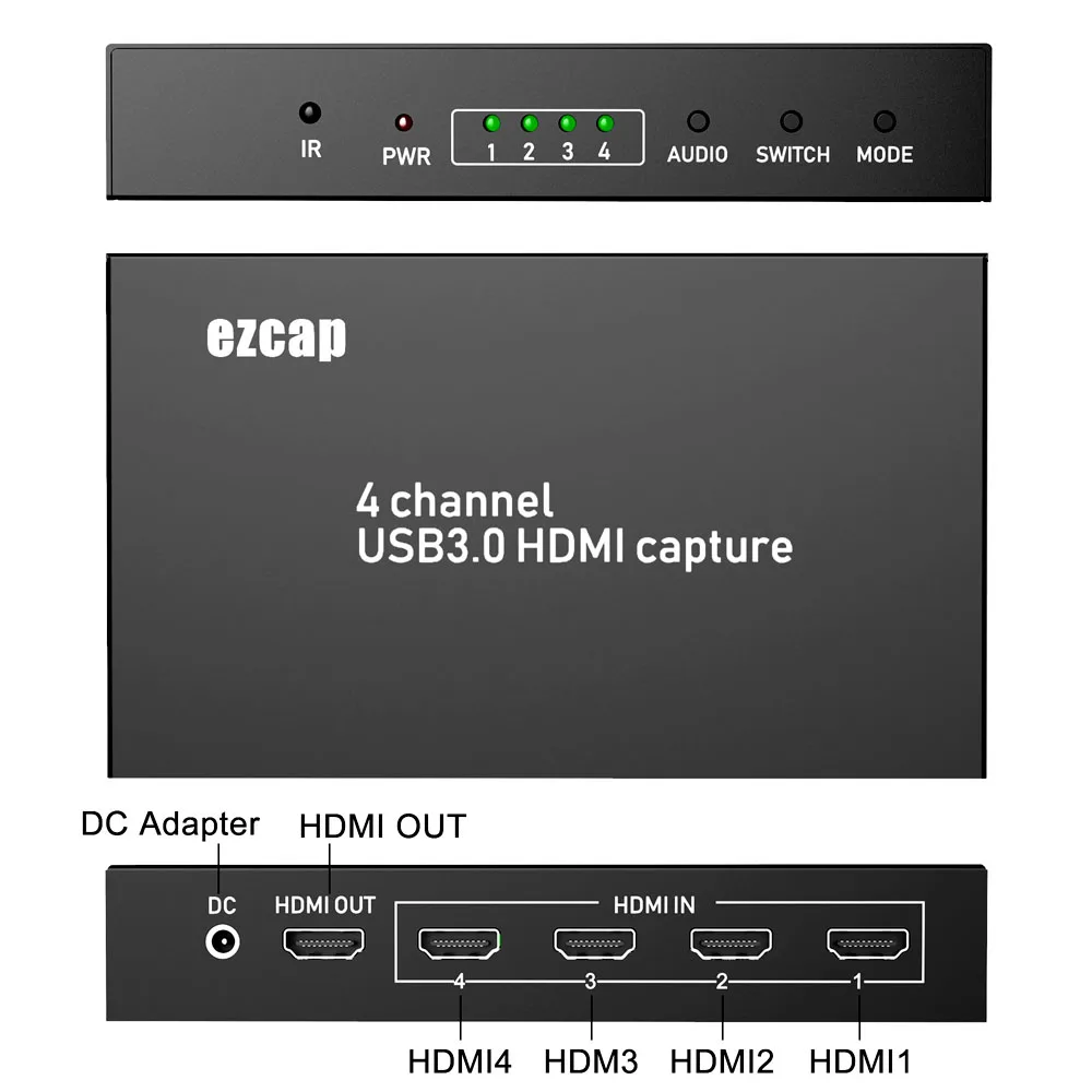 HDMI compatible Video Multi Capture Card USB3.0 1080P60fps Video Record and Live Stream, Built-in Multi-viewer and Screen Switch