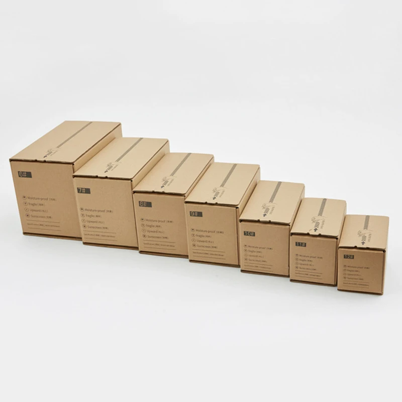 10Pcs 5 Sizes Natural Paper Box Corrugated Paper Packaging Gift Box Thicken Cardboard Carton Postal Shipping Box Mailer